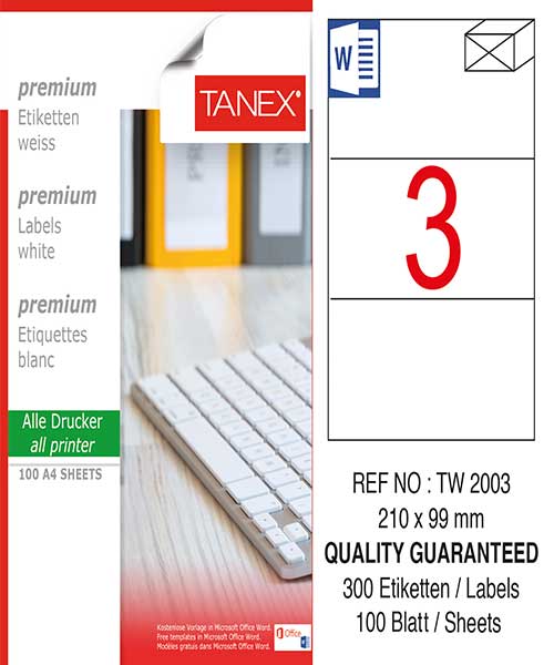 Taneks Tw-2003 210X99 Mm Laser Etiket