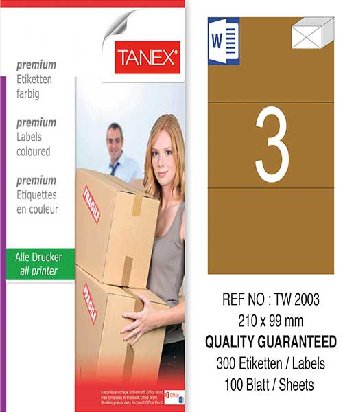 Taneks Tw-2003 210X99 Mm Kraft Laser Etiket