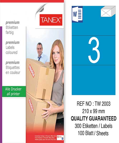 Taneks Tw-2003 210X99 Mm Mavi Laser Etiket
