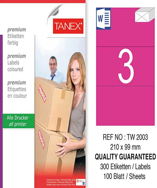 Taneks Tw-2003 210X99 Mm Pembe Laser Etiket