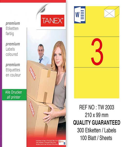 Taneks Tw-2003 210X99 Mm Sarı Laser Etiket