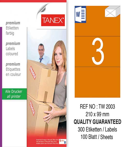 Taneks Tw-2003 210X99 Mm Turuncu Laser Etiket
