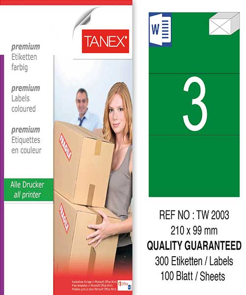 Taneks Tw-2003 210X99 Mm Yeşil Laser Etiket