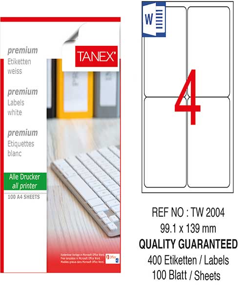 Taneks Tw-2004 99,1X139 Mm Kuşe Laser Etiket