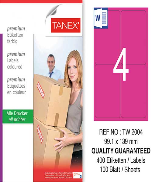 Taneks Tw-2004 99,1X139 Mm Pembe Laser Etiket