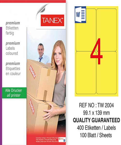Taneks Tw-2004 99,1X139 Mm Sarı Laser Etiket