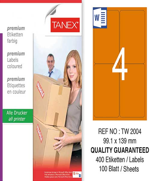 Taneks Tw-2004 99,1X139 Mm Turuncu Laser Etiket