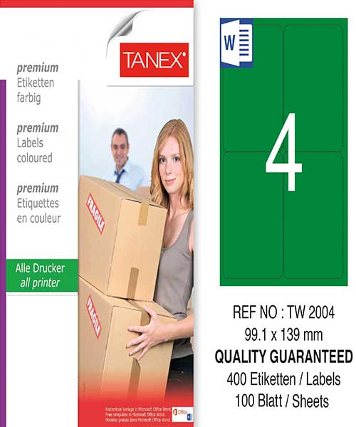 Taneks Tw-2004 99,1X139 Mm Yeşil Laser Etiket