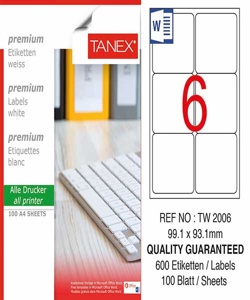 Taneks Tw-2006 99,1X93,1 Mm Laser Etiket