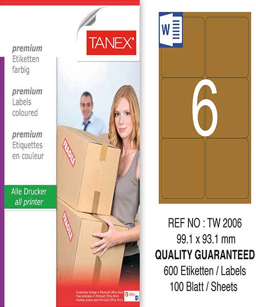 Taneks Tw-2006 99,1X93,1 Mm Kraft Laser Etiket