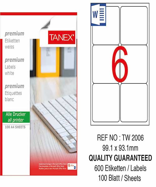 Taneks Tw-2006 99,1X93,1 Mm Kuşe Laser Etiket