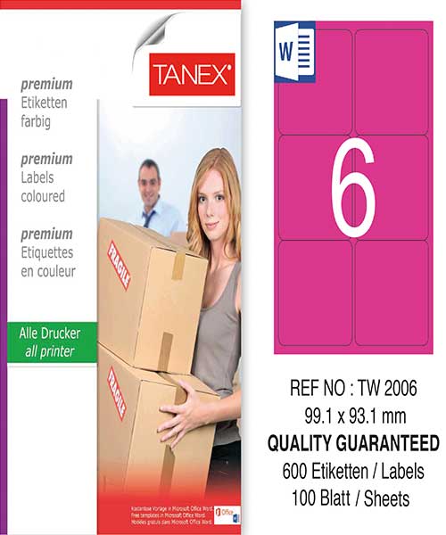 Taneks Tw-2006 99,1X93,1 Mm Pembe Laser Etiket
