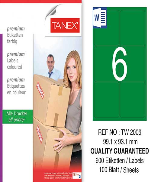 Taneks Tw-2006 99,1X93,1 Mm Yeşil Laser Etiket
