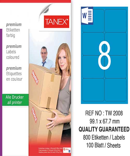 Taneks Tw-2008 99,1X67,7 Mm Mavi Laser Etiket