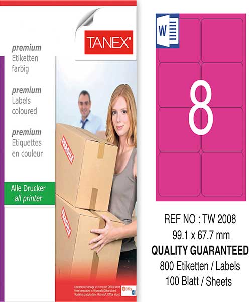 Taneks Tw-2008 99,1X67,7 Mm Pembe Laser Etiket