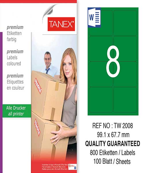 Taneks Tw-2008 99,1X67,7 Mm Yeşil Laser Etiket