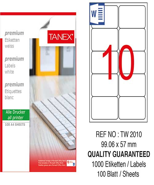 Taneks Tw-2010 99,06X57 Mm Kuşe Laser Etiket