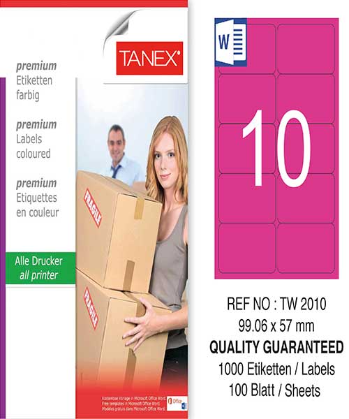 Taneks Tw-2010 99,06X57 Mm Pembe Laser Etiket
