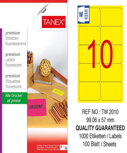 Taneks Tw-2010 99,06X57 Mm Flo Sarı Laser Etiket