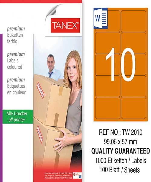 Taneks Tw-2010 99,06X57 Mm Turuncu Laser Etiket