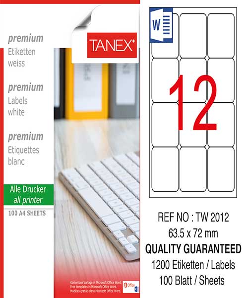 Taneks Tw-2012 63,5X72 Mm Laser Etiket