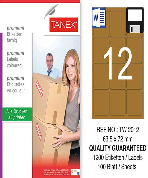 Taneks Tw-2012 63,5X72 Mm Kraft Laser Etiket