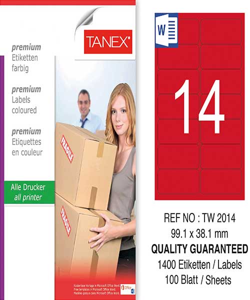 Taneks Tw-2014 99,1X38,1 Mm Kırmızı Laser Etiket