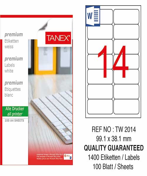 Taneks Tw-2014 99,1X38,1 Mm Kuşe Laser Etiket
