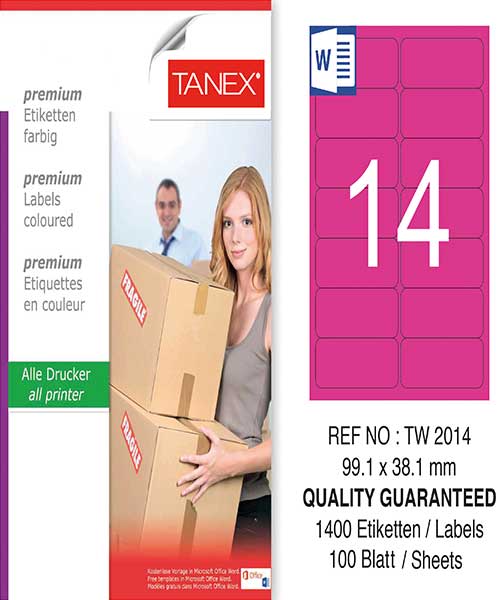 Taneks Tw-2014 99,1X38,1 Mm Pembe Laser Etiket
