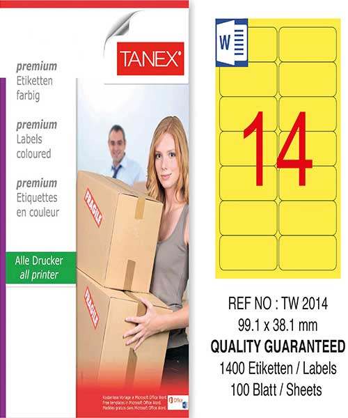 Taneks Tw-2014 99,1X38,1 Mm Sarı Laser Etiket
