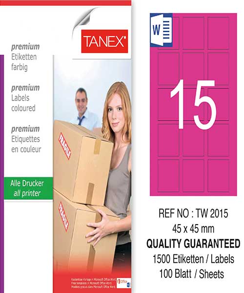 Taneks Tw-2015 45X45 Mm Pembe Laser Etiket