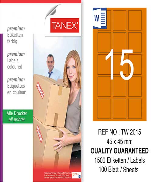Taneks Tw-2015 45X45 Mm Turuncu Laser Etiket