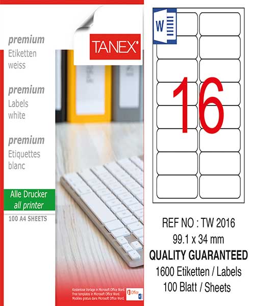 Taneks Tw-2016 99,1X34 Mm Laser Etiket