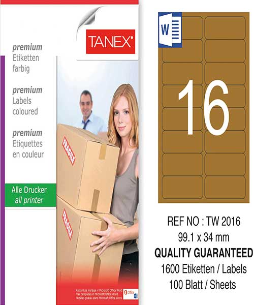 Taneks Tw-2016 99,1X34 Mm Kraft Laser Etiket