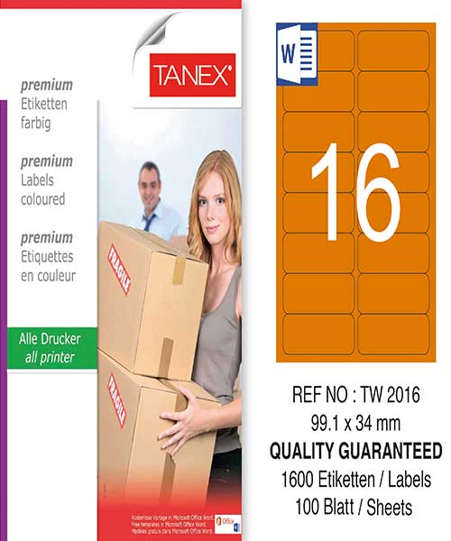 Taneks Tw-2016 99,1X34 Mm Turuncu Laser Etiket
