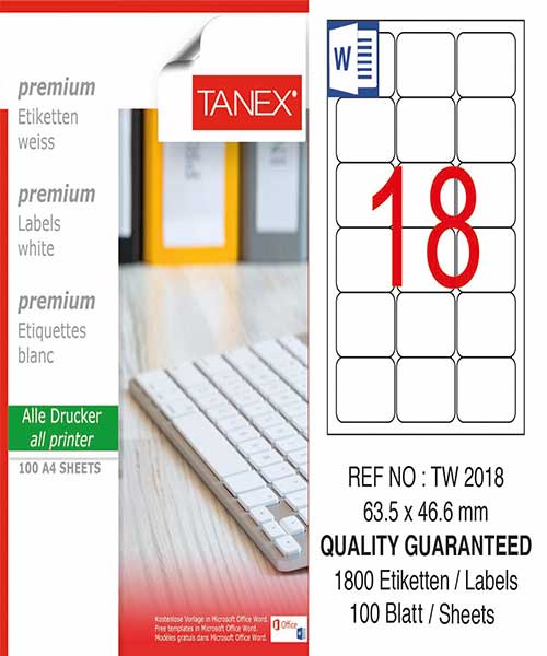 Taneks Tw-2018 63,5X46,6 Mm Laser Etiket