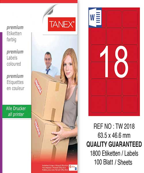Taneks Tw-2018 63,5X46,6 Mm Kırmızı Laser Etiket