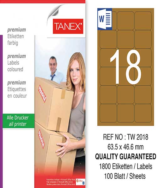 Taneks Tw-2018 63,5X46,6 Mm Kraft Laser Etiket