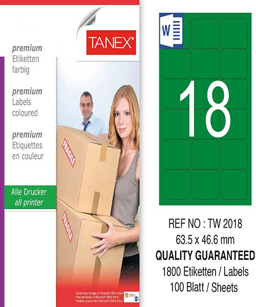 Taneks Tw-2018 63,5X46,6 Mm Yeşil Laser Etiket