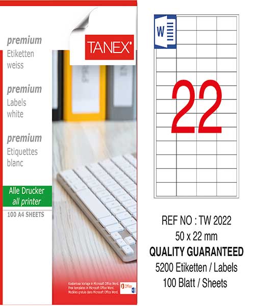 Taneks Tw-2022 50X22 Mm Laser Etiket