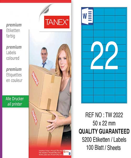 Taneks Tw-2022 50X22 Mm Mavi Laser Etiket