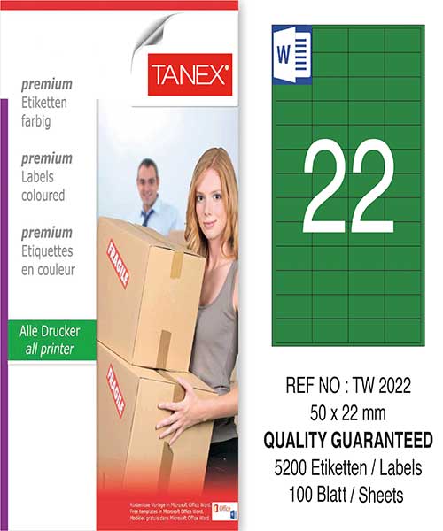 Taneks Tw-2022 50X22 Mm Yeşil Laser Etiket
