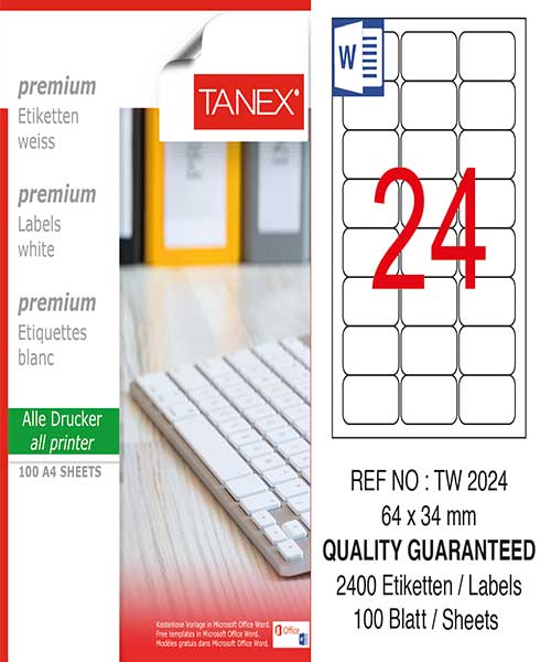 Taneks Tw-2024 64X34 Mm Laser Etiket