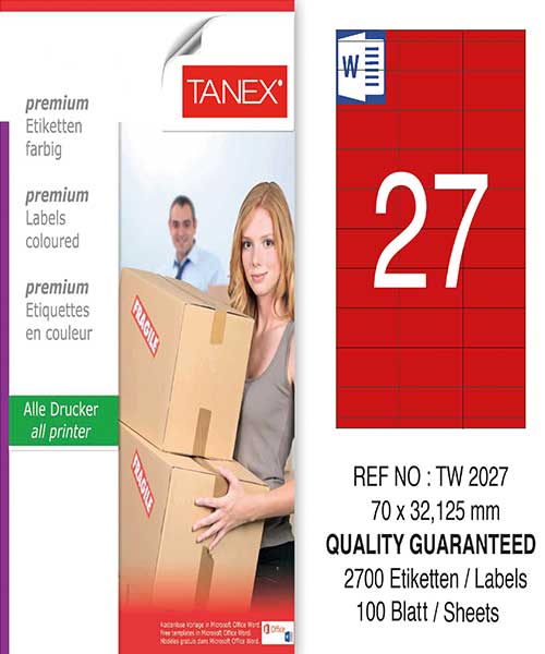 Taneks Tw-2027 70X32,125 Mm Kırmızı Laser Etiket