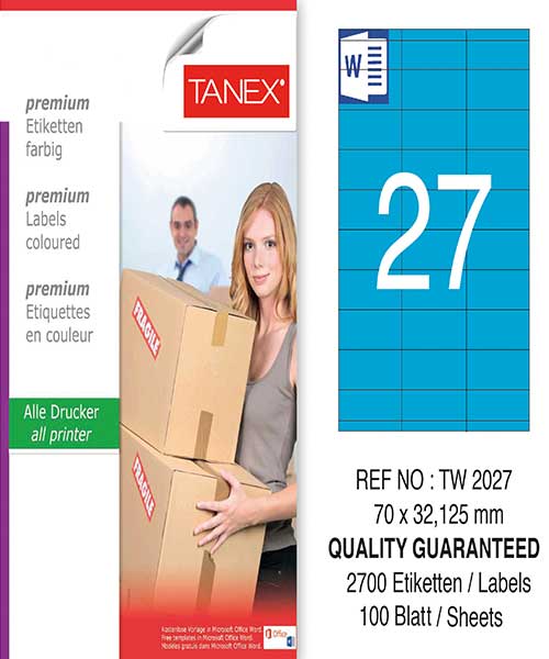 Taneks Tw-2027 70X32,125 Mm Mavi Laser Etiket