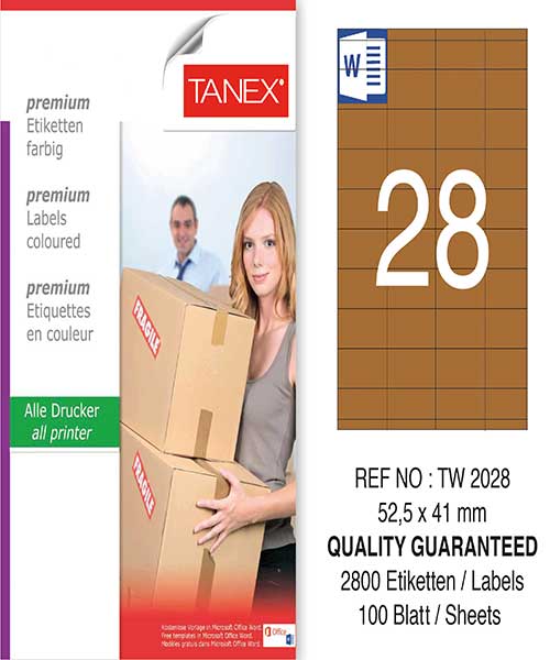 Taneks Tw-2028 52,5X41 Mm Kraft Laser Etiket