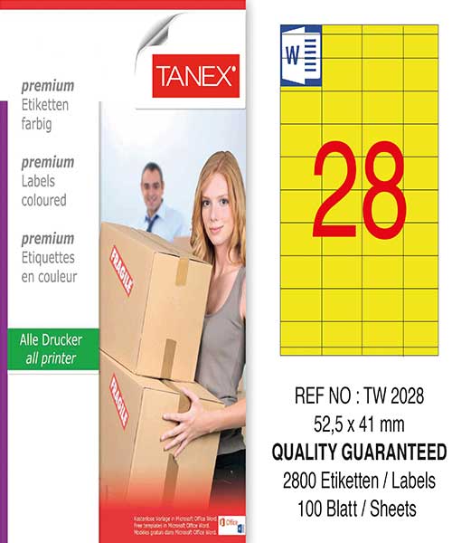 Taneks Tw-2028 52,5X41 Mm Sarı Laser Etiket