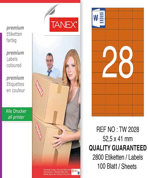 Taneks Tw-2028 52,5X41 Mm Turuncu Laser Etiket