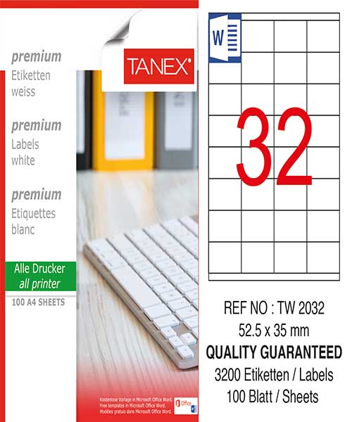 Taneks Tw-2032 52,5X35 Mm Laser Etiket