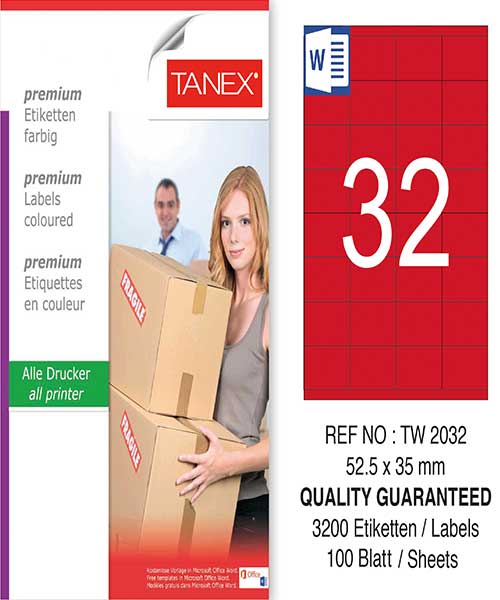 Taneks Tw-2032 52,5X35 Mm Kırmızı Laser Etiket
